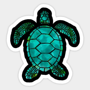 Teal and Yellow Sea Turtle Sticker